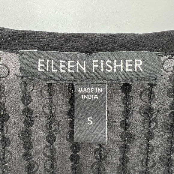 Eileen Fisher Silk Sequin Beaded Tank Top Holiday Party Blouse Black Size Small - Picture 4 of 12